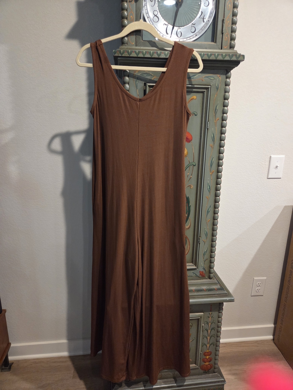 LuLaRoe Natalie Brown Ribbed Sleeveless Jumpsuit